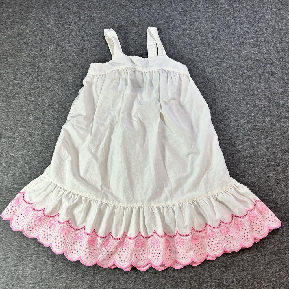 Old Navy Girls White Cotton Sundress Pink Embroidered Pineapple Coquette Sz L